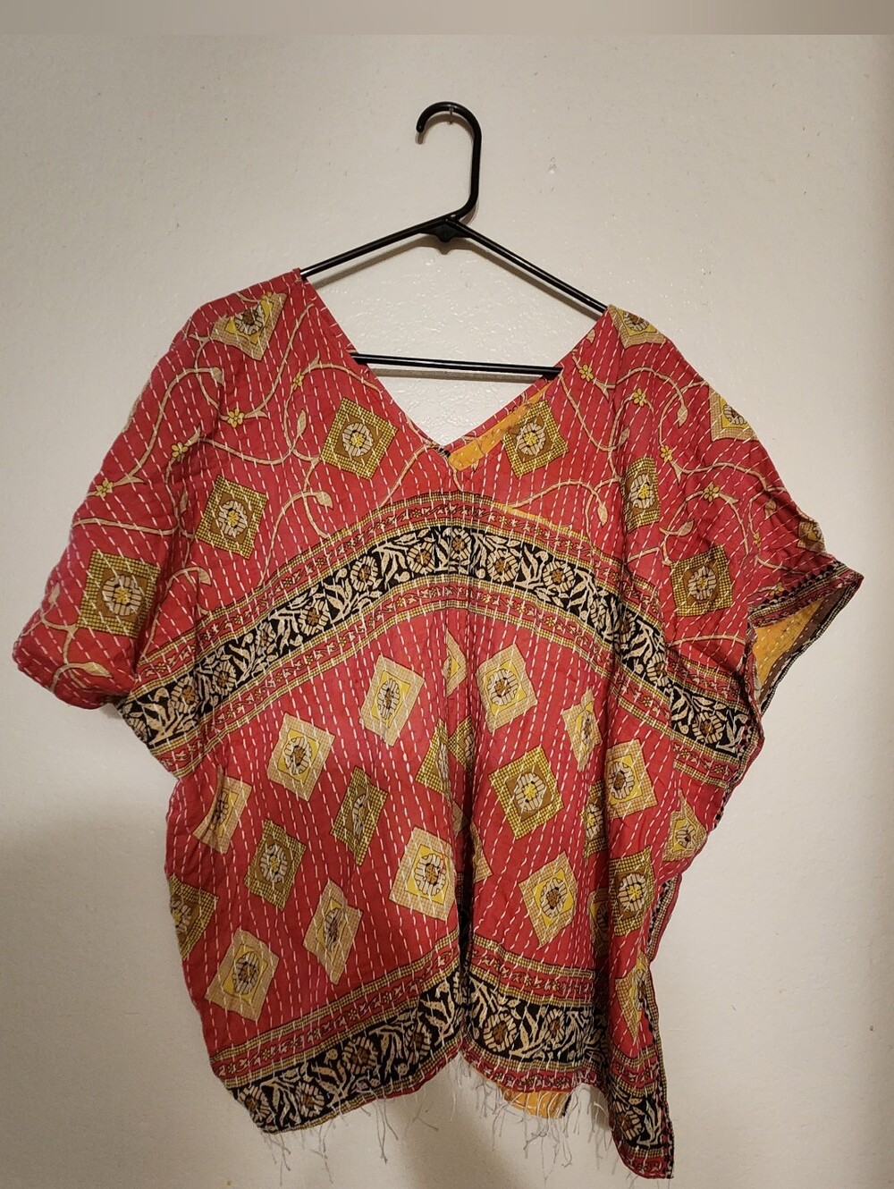 Stunning One-of-a-Kind Hand-Stitched Patchwork Top OSFM Nwot